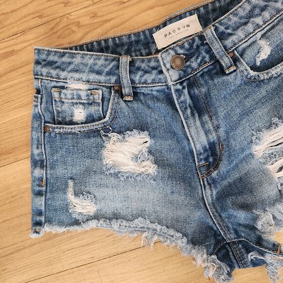 PACSUN High Rise Festival Short Medium Wash Size 25 - Picture 3 of 11